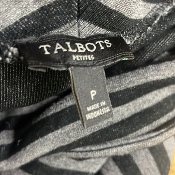 Talbots black/gray striped 3/4 sleeve turtleneck top women's P - Picture 9 of 12